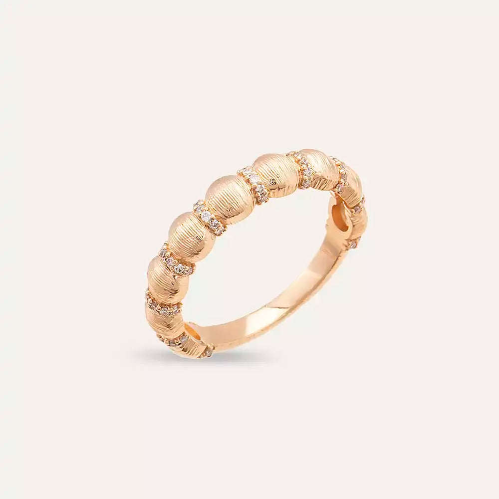 Cord Matte 0.20 CT Pırlanta Taşlı Rose Altın Yüzük