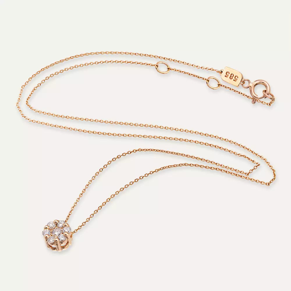 Coronet 0.20 CT Pırlanta Taşlı Rose Altın Kolye