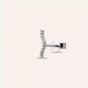 Crimp Pırlanta Taşlı Beyaz Altın Tek Küpe