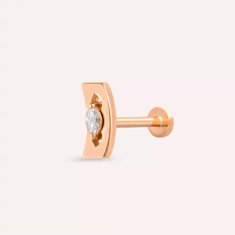 Crimp Pırlanta Taşlı Rose Altın Piercing