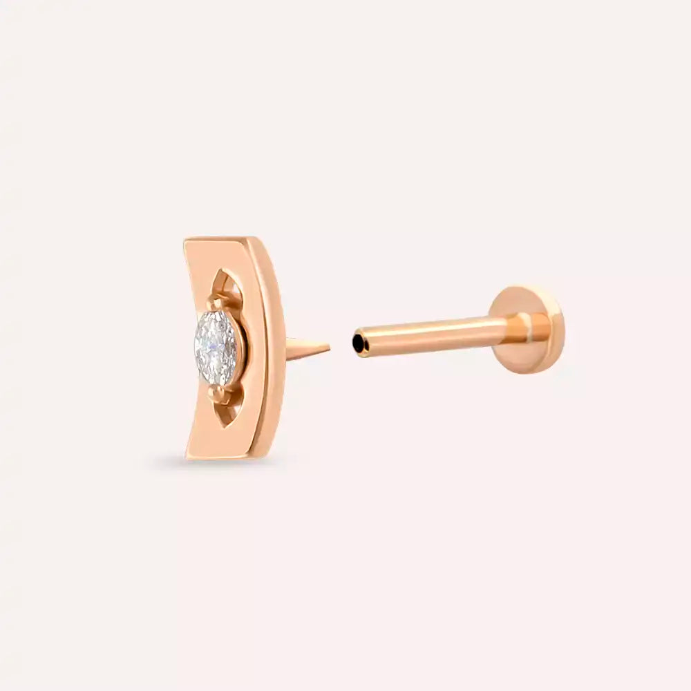 Crimp Pırlanta Taşlı Rose Altın Piercing