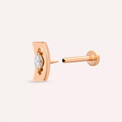 Noir Pırlanta Taşlı Rose Altın Piercing