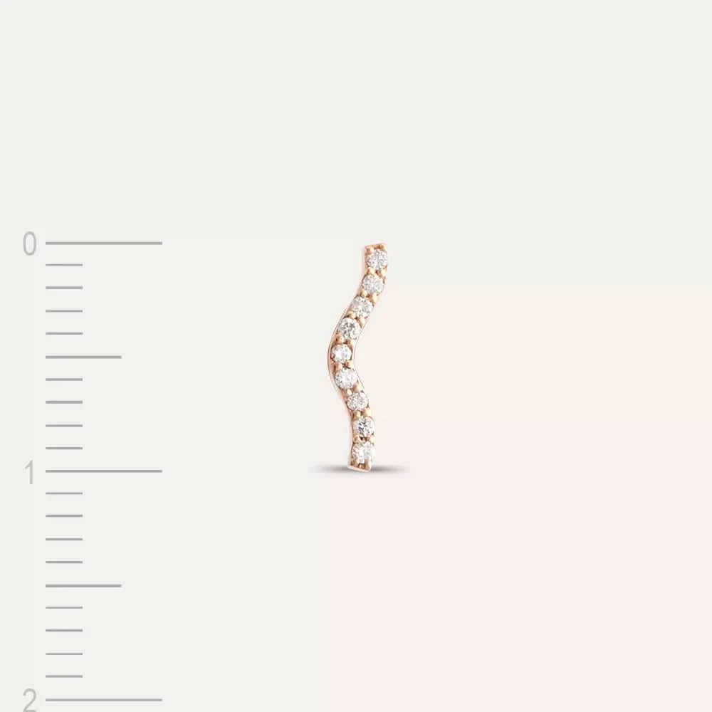 Crimp Pırlanta Taşlı Rose Altın Tek Küpe