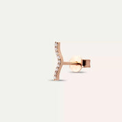 Crimp Pırlanta Taşlı Rose Altın Tek Küpe