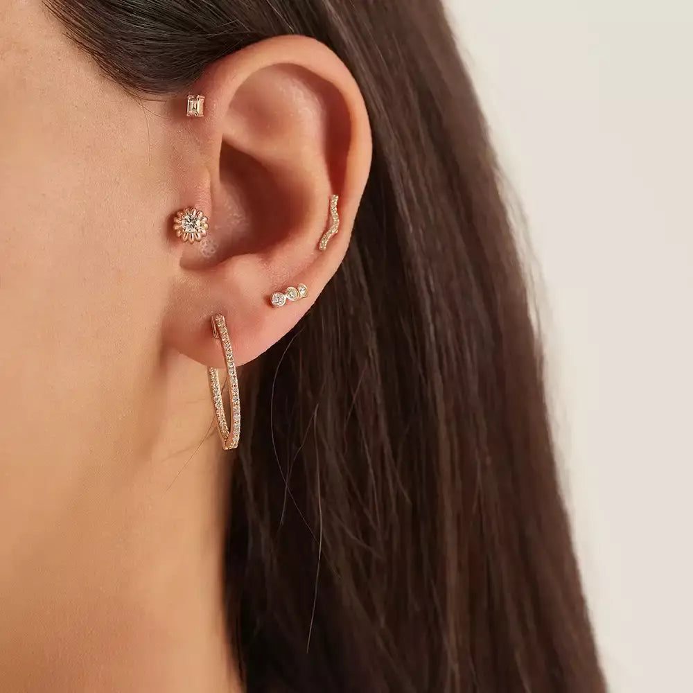 Noir Rose Pırlanta Taşlı Piercing