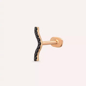 Crimp Siyah Pırlanta Taşlı Rose Altın Piercing