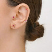 Crimsa Yakut Taşlı Rose Altın Piercing