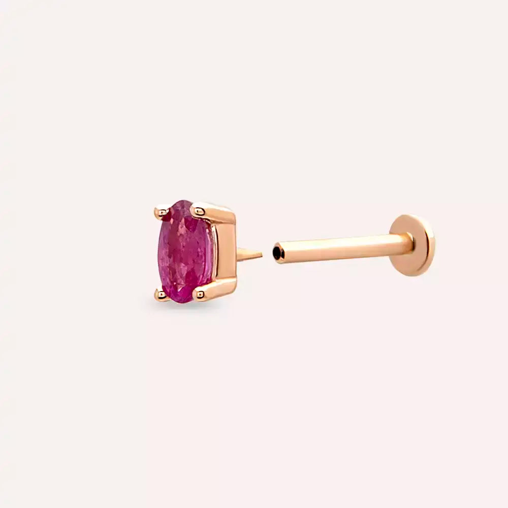 Crimsa Yakut Taşlı Rose Altın Piercing