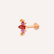 Crown Multicolor Safir Taşlı Rose Altın Piercing