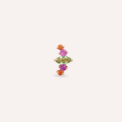 Crown Multicolor Safir Taşlı Rose Altın Tek Küpe