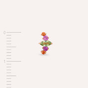 Crown Multicolor Safir Taşlı Rose Altın Tek Küpe