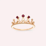 Crown Yakut Taşlı Rose Altın Yüzük