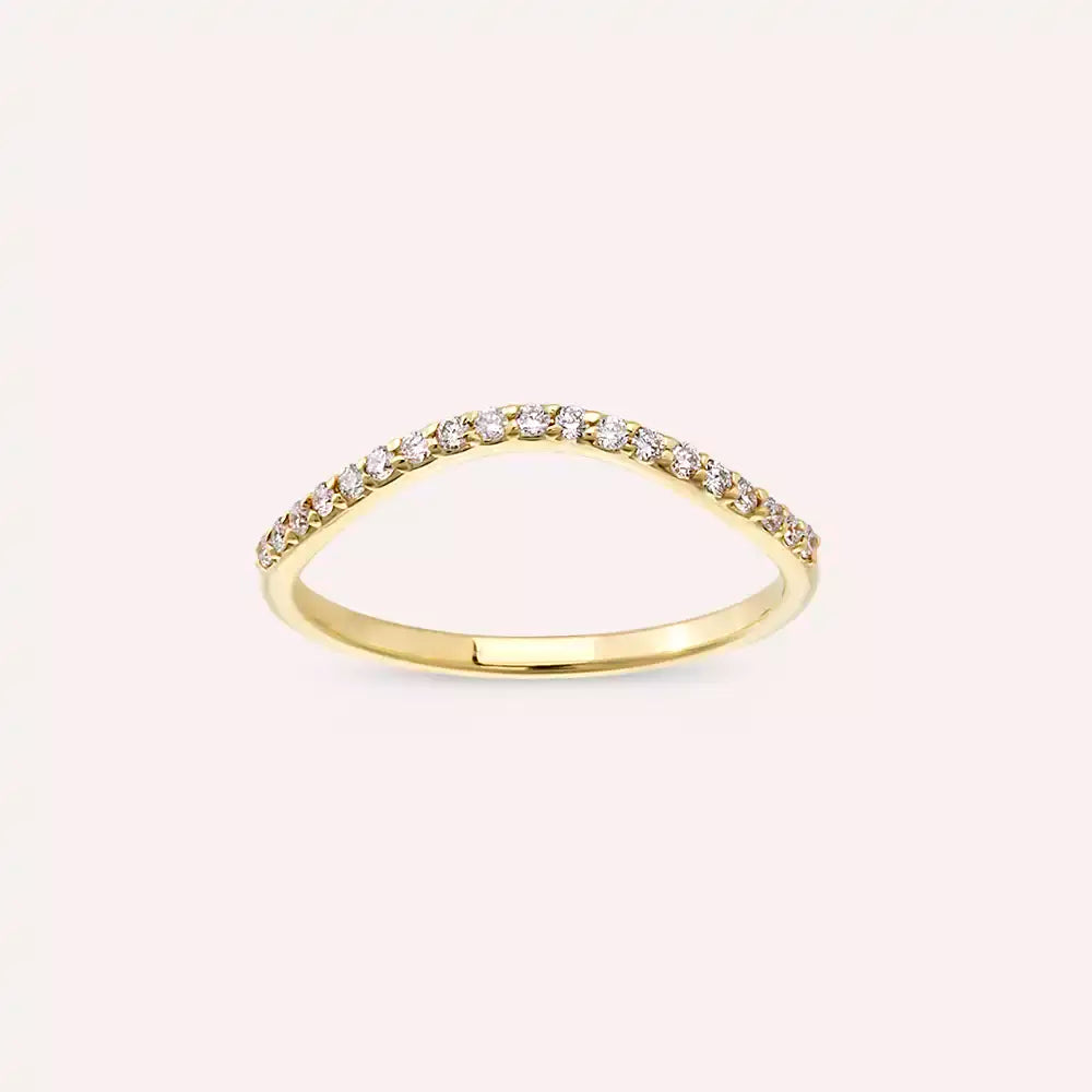 Bent 0.15 CT Pırlanta Taşlı Sarı Altın Yüzük