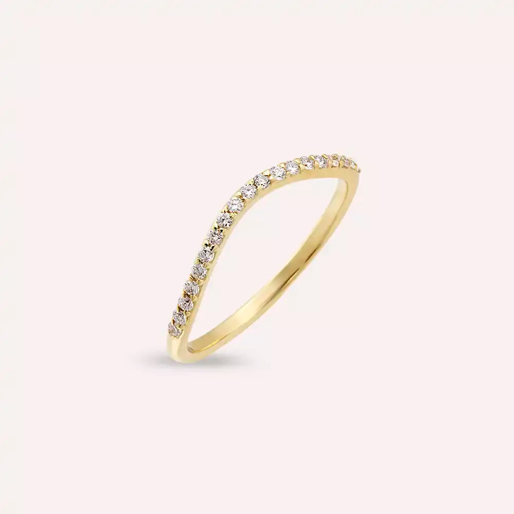 Bent 0.15 CT Pırlanta Taşlı Sarı Altın Yüzük