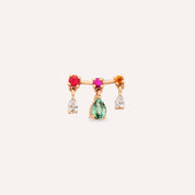 Cybill 0.35 CT Pırlanta ve Multicolor Safir Taşlı Rose Altın Tek Küpe