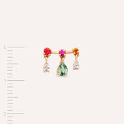 Cybill 0.35 CT Pırlanta ve Multicolor Safir Taşlı Rose Altın Tek Küpe