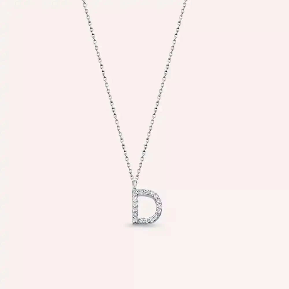 D Harf 0.11 CT Pırlanta Taşlı Beyaz Altın Kolye
