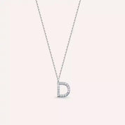 D Harf 0.09 CT Pırlanta Taşlı Beyaz Altın Kolye