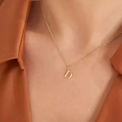 D Harf Pırlanta Taşlı Sarı Altın Kolye