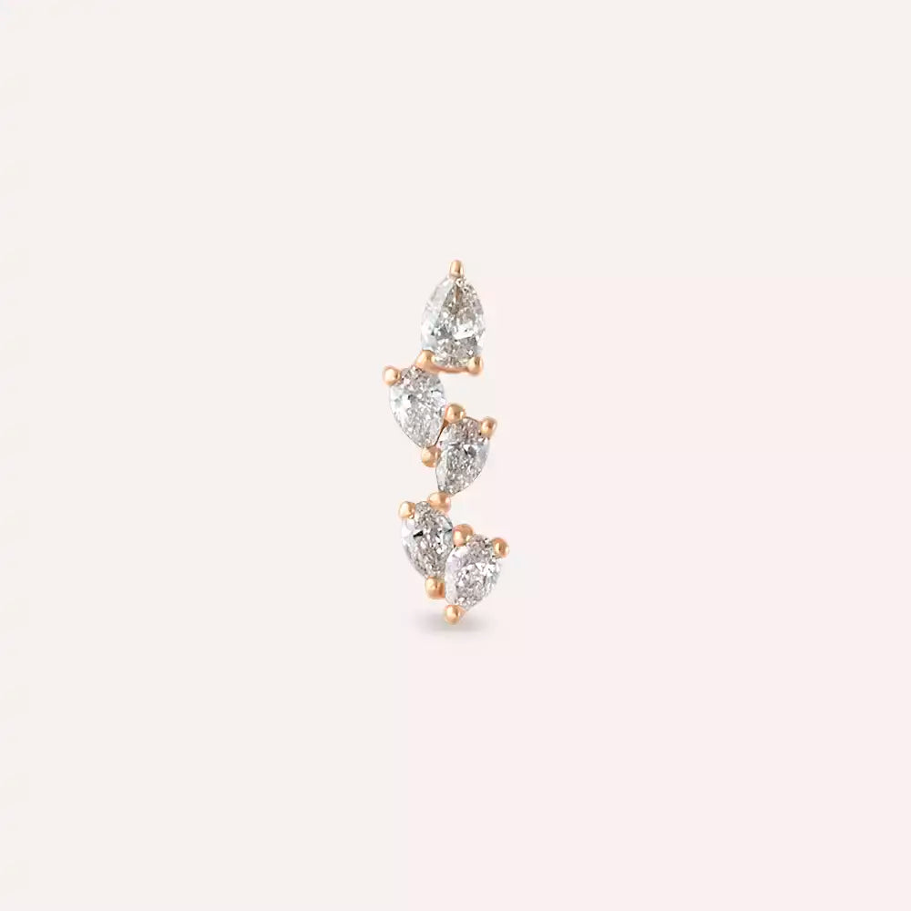 Dainty Pırlanta Taşlı Rose Altın Piercing