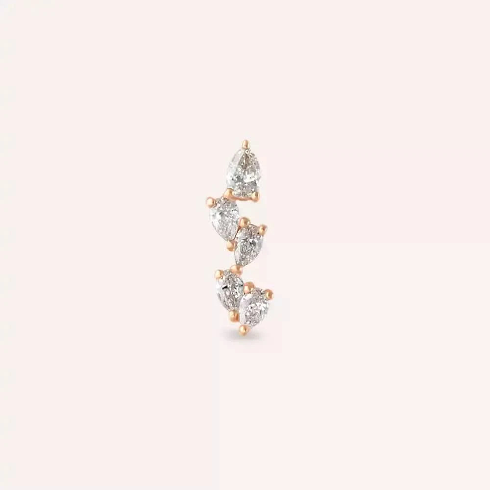 Dainty Pırlanta Taşlı Rose Altın Piercing