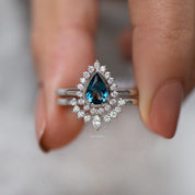 Damla London Blue & Pırlanta İkili Yüzük