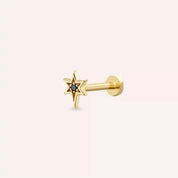 Davi Siyah Pırlanta Taşlı Sarı Altın Piercing