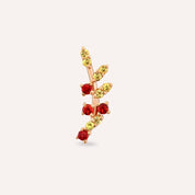 Defne Yellow ve Red Safir Taşlı Rose Altın Piercing - Tufanlar Kuyumculuk