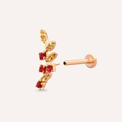 Defne Yellow ve Red Safir Taşlı Rose Altın Piercing - Tufanlar Kuyumculuk