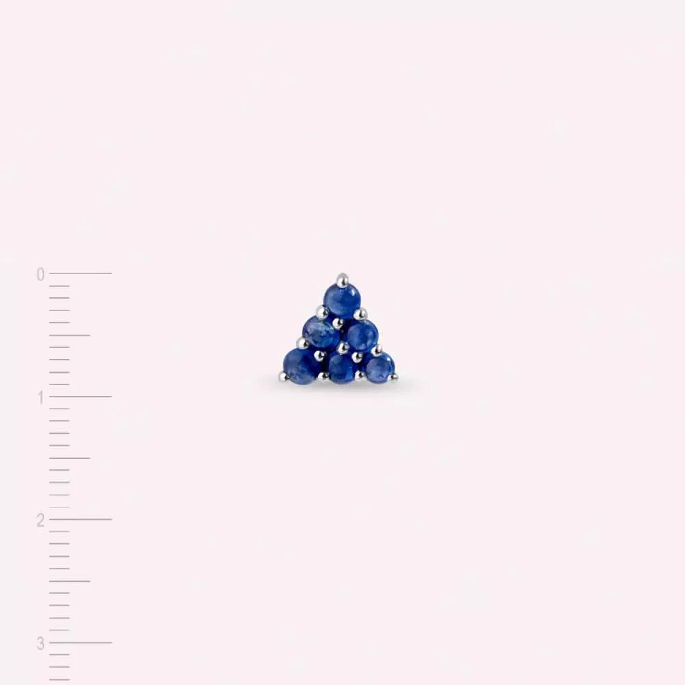 Delta Safir Taşlı Beyaz Altın Tek Küpe