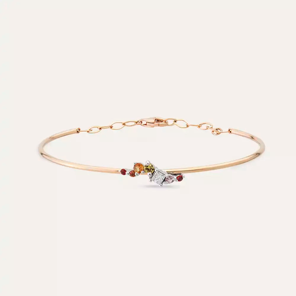 Violet Multicolor Safir ve Pırlanta Taşlı Rose Altın Bileklik