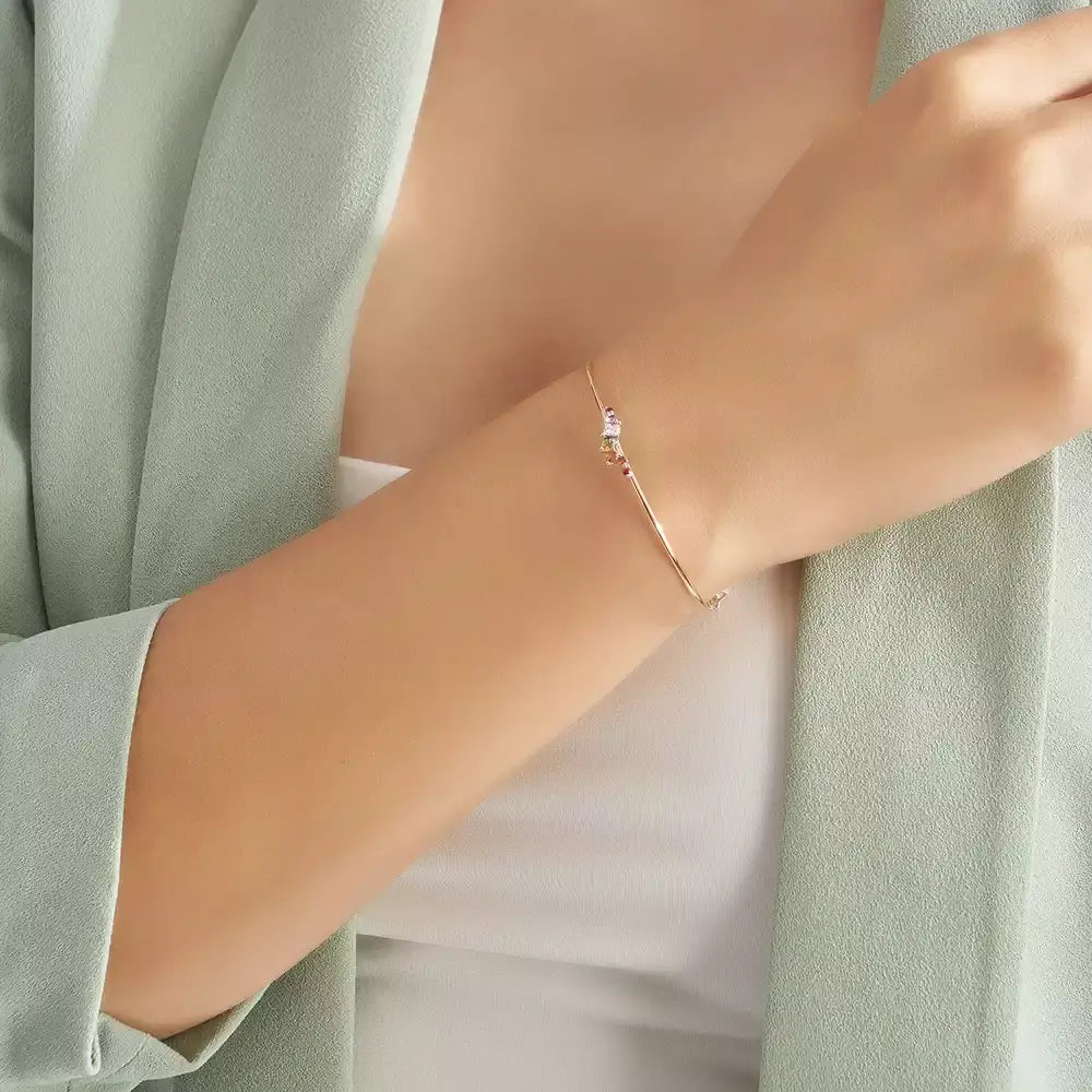 Devia Multicolor Safir ve Pırlanta Taşlı Rose Altın Bileklik