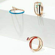 Donel Yakut Taşlı ve Kırmızı Mineli Rose Altın Yüzük