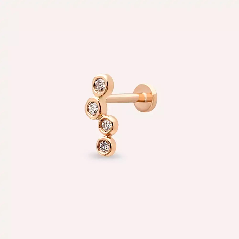 Dots Pırlanta Taşlı Rose Altın Piercing