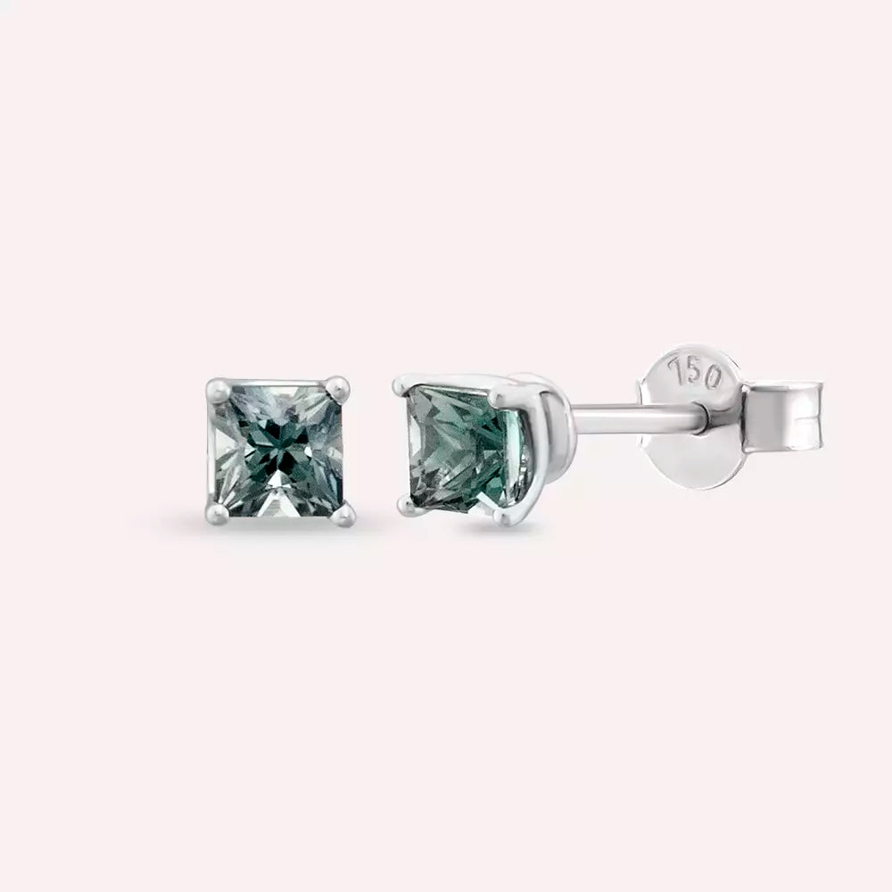 Paio Green Safir Taşlı Beyaz Altın Küpe