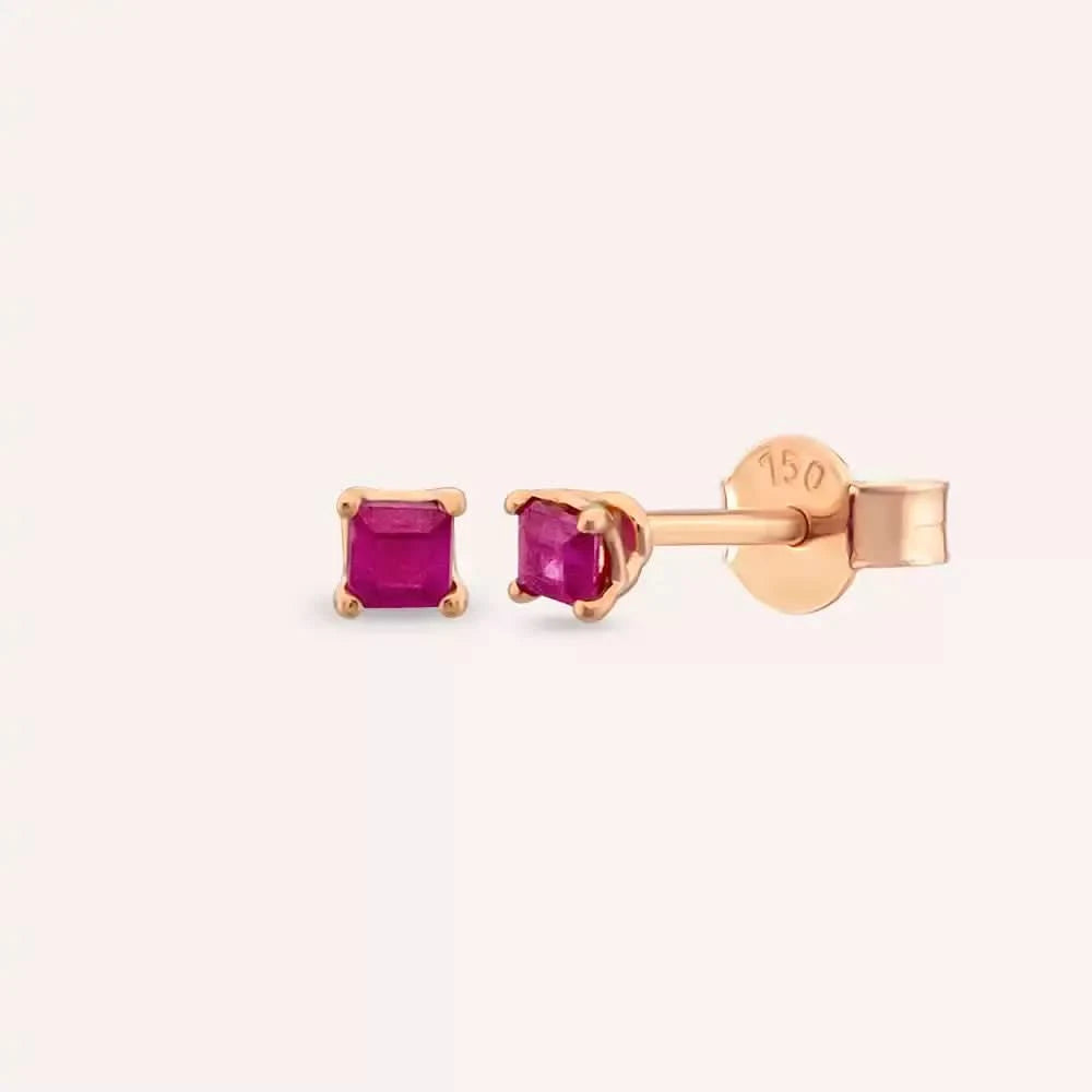 Doty Kalibre Kesim Yakut Taşlı Rose Altın Küpe