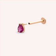 Drip Yakut Taşlı Rose Altın Piercing
