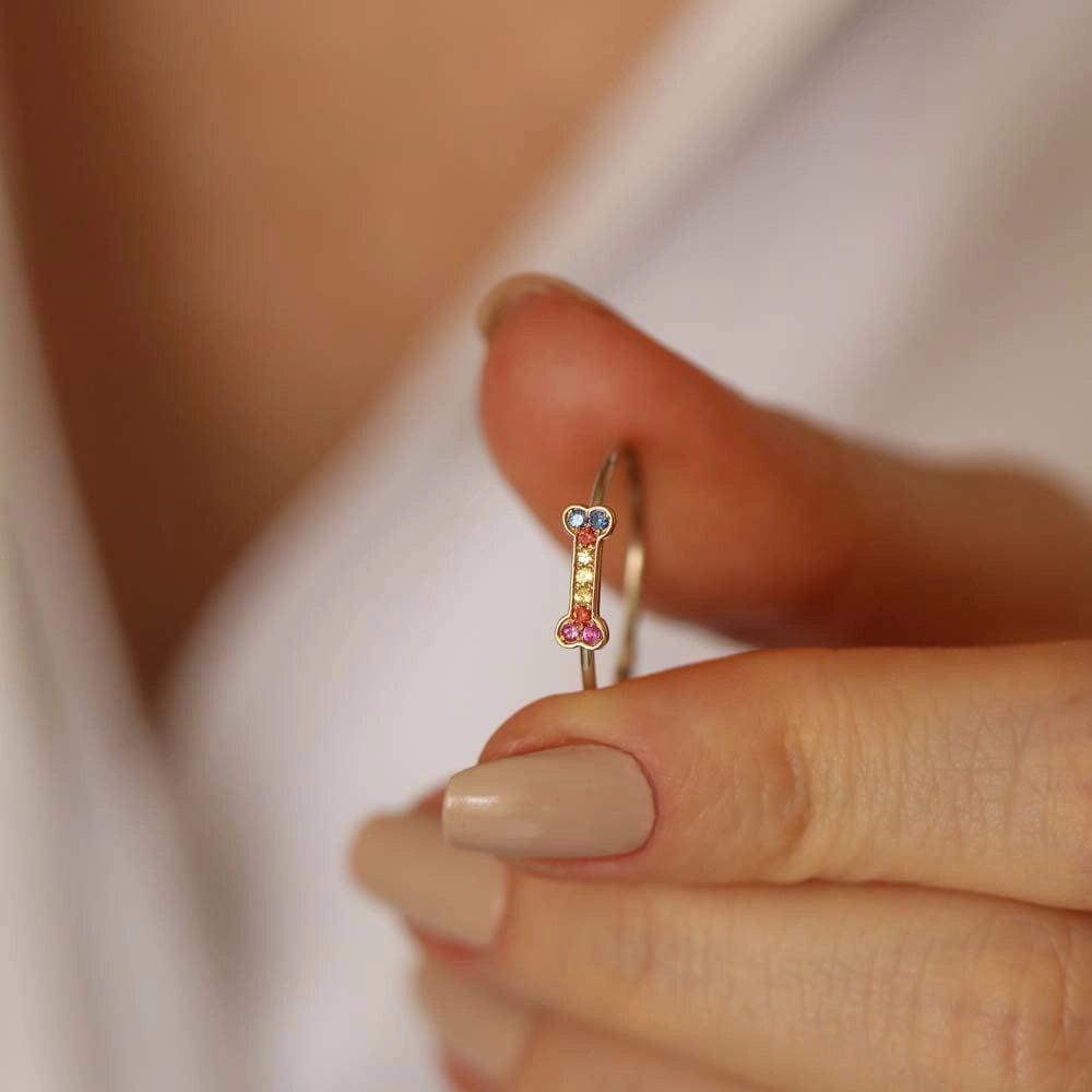 Droopy 0.08 CT Multicolor Safir Taşlı Yüzük