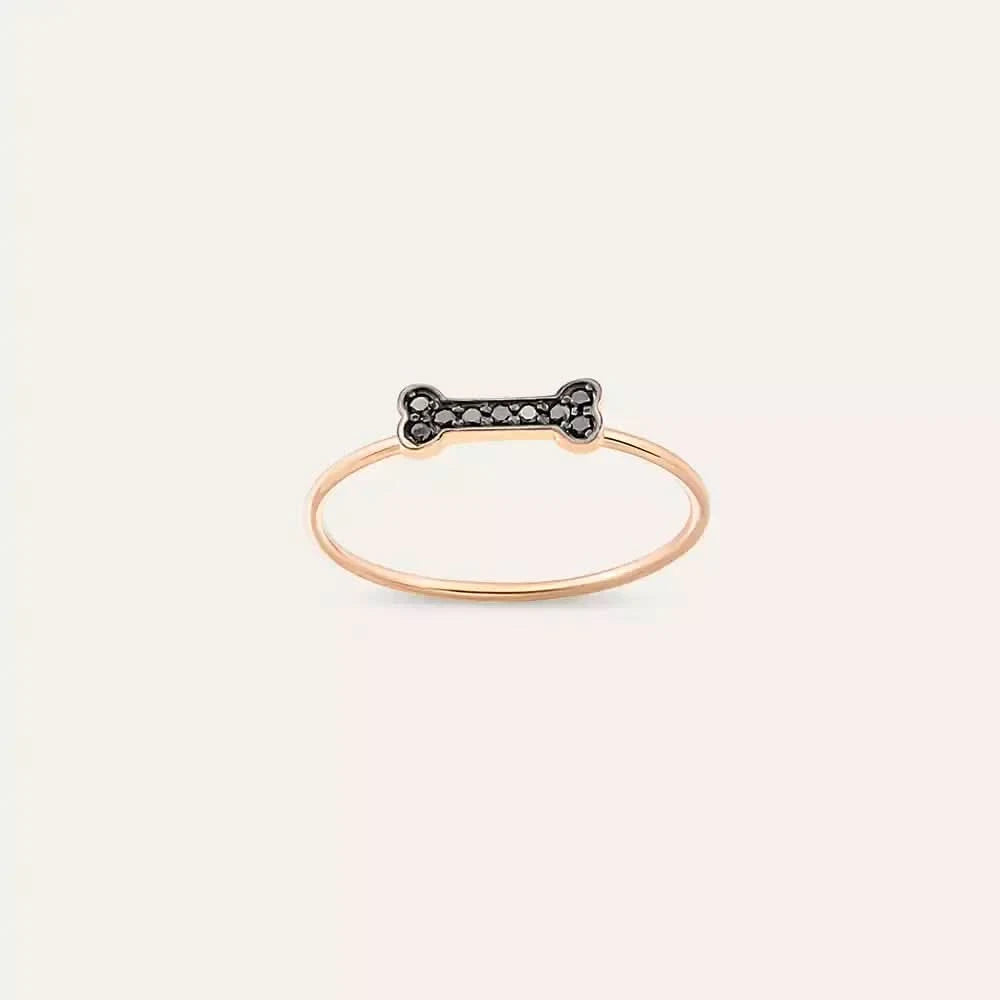 Droopy 0.06 CT Siyah Pırlanta Taşlı Yüzük