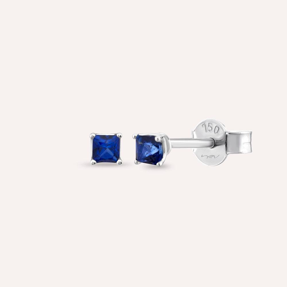 Duo 0.22 CT Safir Taşlı Beyaz Altın Küpe - Tufanlar Kuyumculuk