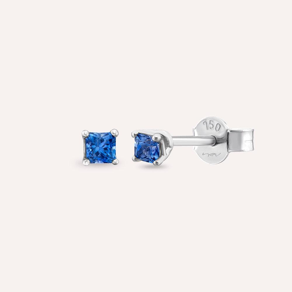 Duo 0.26 CT Blue Safir Taşlı Beyaz Altın Küpe - Tufanlar Kuyumculuk