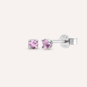 Duo 0.27 CT Light Pink Safir Taşlı Beyaz Altın Küpe