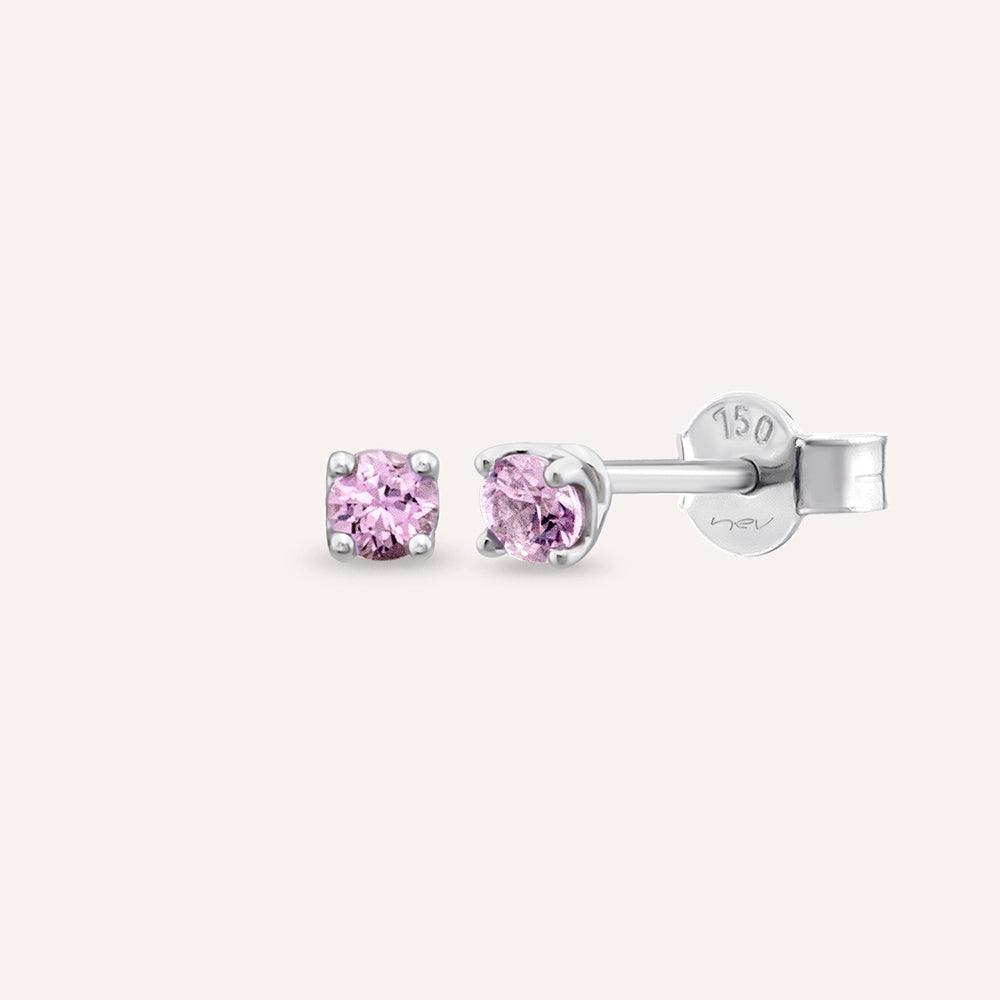 Duo 0.27 CT Light Pink Safir Taşlı Beyaz Altın Küpe - Tufanlar Kuyumculuk