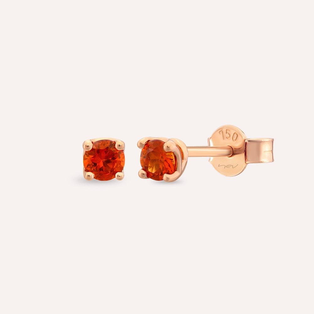 Duo 0.28 CT Dark Orange Safir Taşlı Rose Altın Küpe - Tufanlar Kuyumculuk