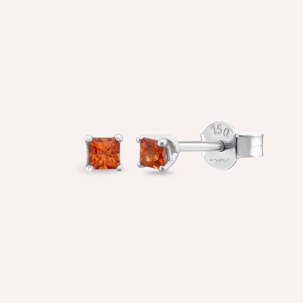 Duo 0.29 CT Orange Safir Taşlı Beyaz Altın Küpe - Tufanlar Kuyumculuk