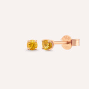 Duo 0.29 CT Yellow Safir Taşlı Rose Altın Küpe