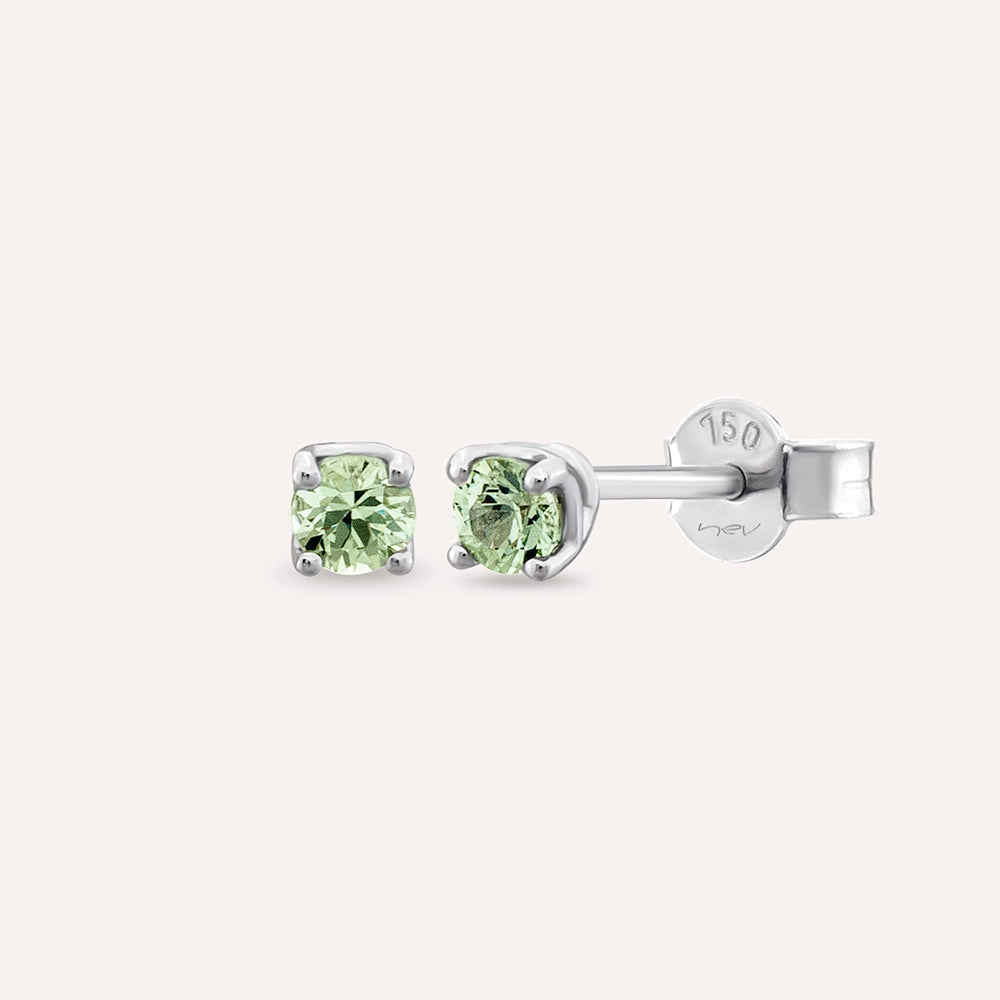 Duo 0.30 CT Green Safir Taşlı Beyaz Altın Küpe