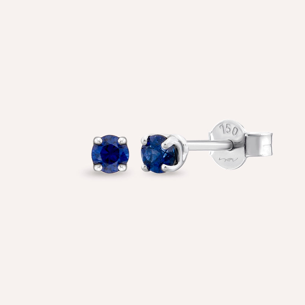 Duo 0.33 CT Safir Taşlı Beyaz Altın Küpe