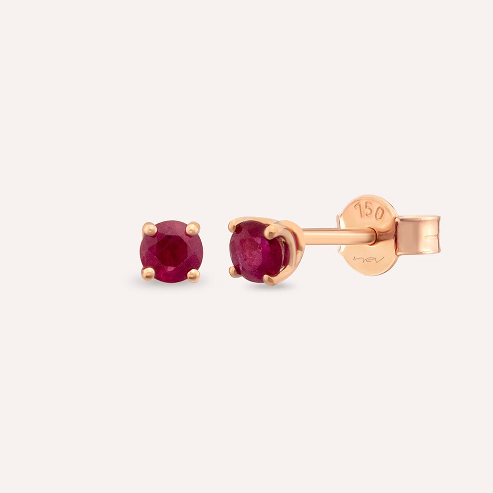 Duo 0.58 CT Yakut Taşlı Rose Altın Küpe