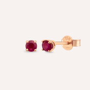 Duo 0.58 CT Yakut Taşlı Rose Altın Küpe